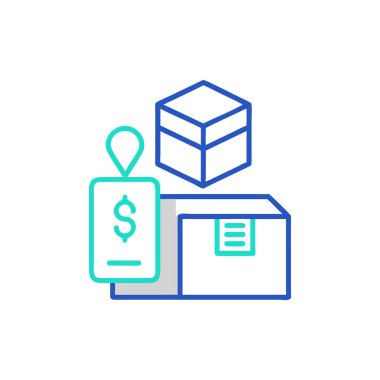 kutu ve sikkeler vektör simgesi. logotype