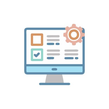 Web ayarı renk çizgisi ve simgesi, vektör illüstrasyon tasarımı