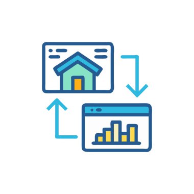 ev analitik ikon vektörü. İnce çizgi tarzı. izole edilmiş sınır sembolü çizimi