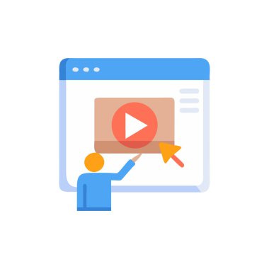 çevrimiçi eğitim, eğitim, eğitim düz ikon vektör illüstrasyonu