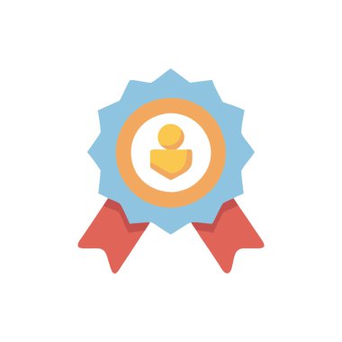 Kurdeleli rozet, düz vektör simgesi.