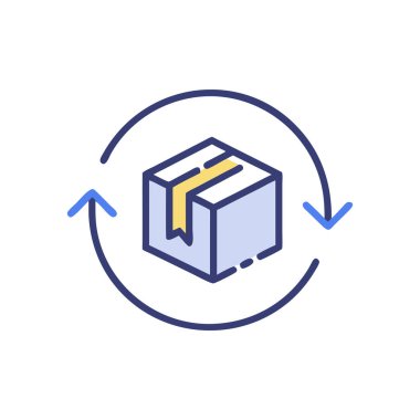 Vektör olarak karton kutu simgesi. logotype - doodle