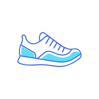 Koşu ayakkabılarının mavi ve beyaz simgesi