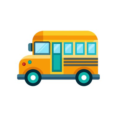 okul servisi düz simgesi beyaz arkaplanda izole edildi