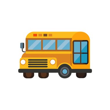 Okul otobüsü simgesi düz beyaz arka plan vektör illüstrasyon izole