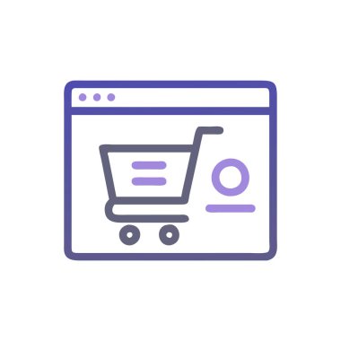 Dizüstü bilgisayar vektör çizimine sahip alışveriş arabası