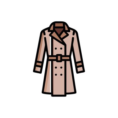 Kadın palto ikonu. Düz renk tasarımı. Vektör çizimi. beyaz arkaplanda izole