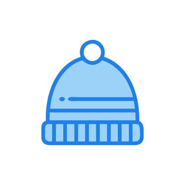 Kışın şapka ikonu taşıyıcısı. İnce çizgi işareti. izole edilmiş sınır sembolü çizimi