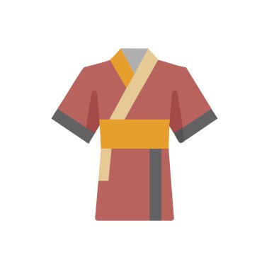 Japon kimonosu düz stil tasarımı, vektör illüstrasyonu.