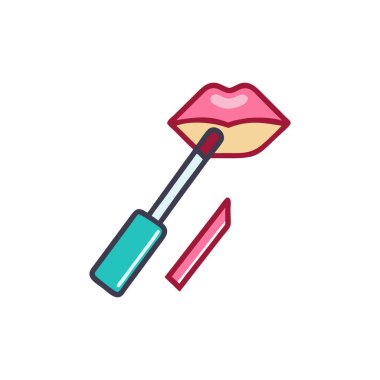 Ruj simgesi vektör izole tasarımı ile makyaj fırçası