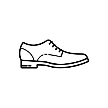 Çizgi çizili ayakkabı ikonu. Ana hatlı vektör çizimi. beyaz arkaplan.