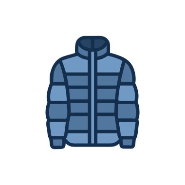 Kış ceket düz simgesi, vektör, illüstrasyon