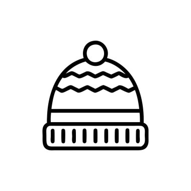kış şapkası ikonu. Beyaz arkaplanda vektör illüstrasyonu