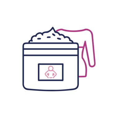 Pirinç sıralı kase ve stil simgesi tasarımı, yiyecek ve içecek içeceği menü illüstrasyonu