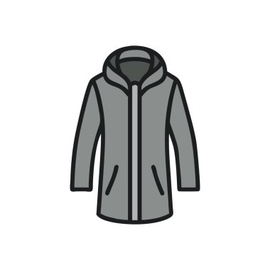 Kışlık ceket ikonu. Web için kış ceket vektör simgelerinin özet çizimi