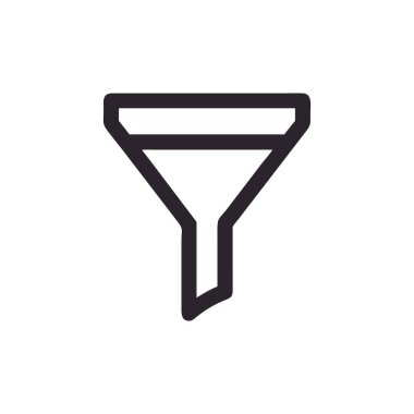 Huni simgesi üzerinde izole beyaz arka plan web ve mobil uygulaması tasarımı, huni logo kavramı için vektör