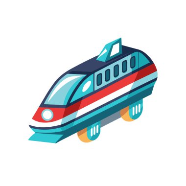 Beyaz arkaplanda izole edilmiş çizgi film tarzında bir tren simgesi. ulaşım sembolü stok vektör çizimi.