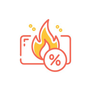 düz biçim vektör illüstrasyonunda ateş simgesi