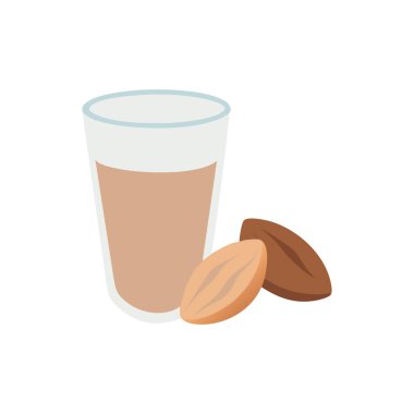 izole kahve fincanı ve düz fasulye ikonu tasarımı