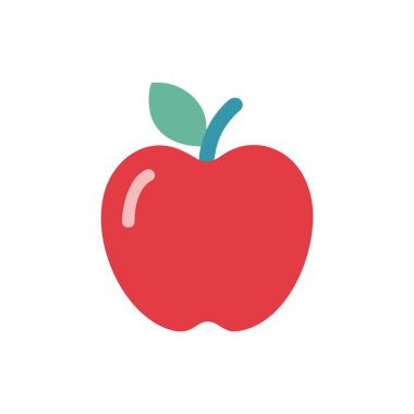 Beyaz yapraklı kırmızı elma. vektör illüstrasyonu