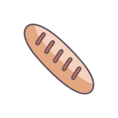 Beyaz arkaplanda izole edilmiş sosisli sandviçin vektör çizgi film biçimi simgesi