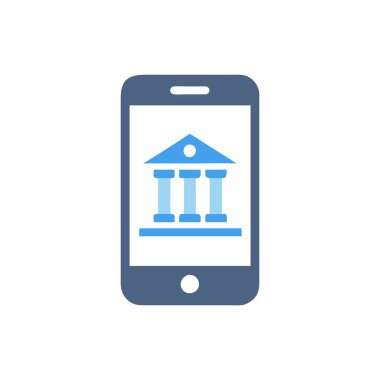 Mobil bankacılık, online ödeme ikonu. düz vektör illüstrasyonu.