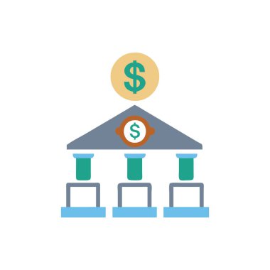 Sikke vektör illüstrasyon tasarımlı banka binası