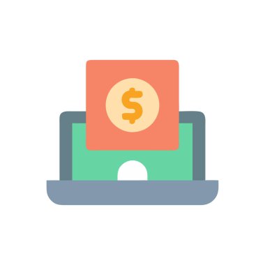 Para dümdüz simgesi. Dolar sembolü. Düz renk tasarımı. hisse vektör illüstrasyonu