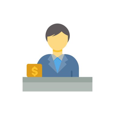 Vektör çizimi, düz simge. İş adamı simgesi ve adam