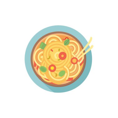 Domates ve sos vektör tasarımlı spagetti.