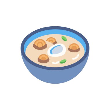 Beyaz arkaplanda izole edilmiş et ikonu vektör illüstrasyonlu çorba kasesi