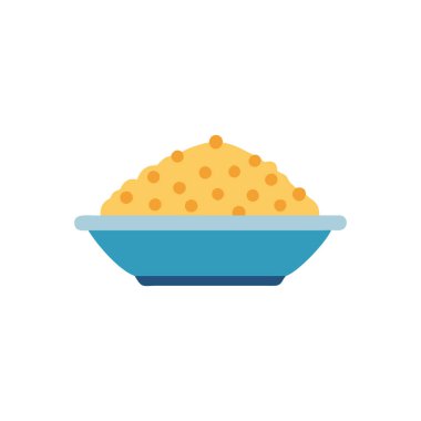 Beyaz arka planda bir kase lezzetli yemek.