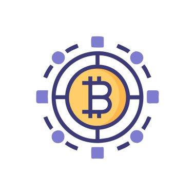 Beyaz arkaplanda izole edilmiş trend düz biçimli bitcoin simgesi