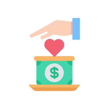 bağış vektörü düz renk simgesi