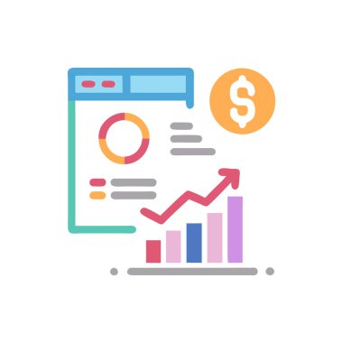 iş ve finans düz simgesi, vektör illüstrasyonu