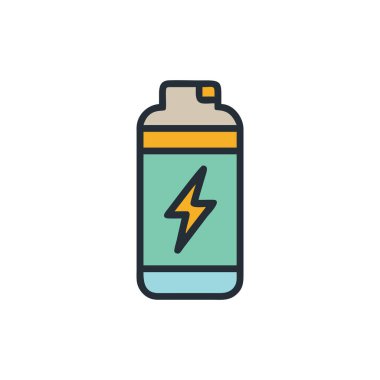 Web ve mobil uygulaması tasarımı, pil logo kavramı için beyaz arka plan üzerinde izole pil simgesi vektör