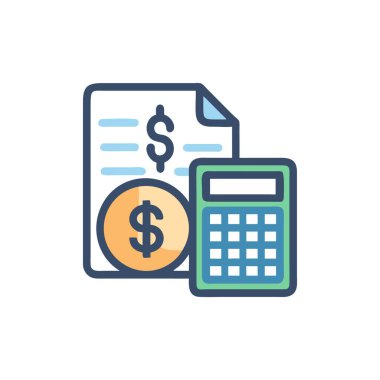 hesap makinesi ve dolar banknotları vektör satırı doldurma simgesi