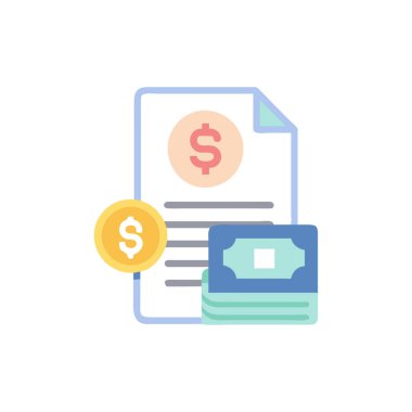 para, iş, finans vektörü düz renk simgesi.