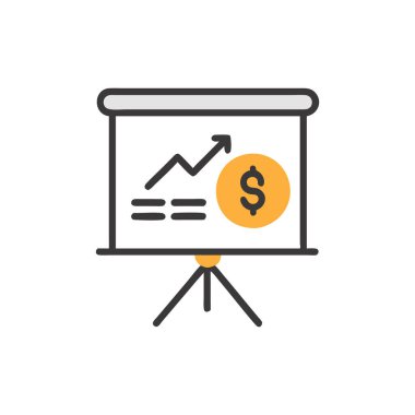 işletme ve finans hattı ve doldurma biçim ikonu tasarımı, finans pazarı ve yatırım temalı vektör ilüstrasyonu