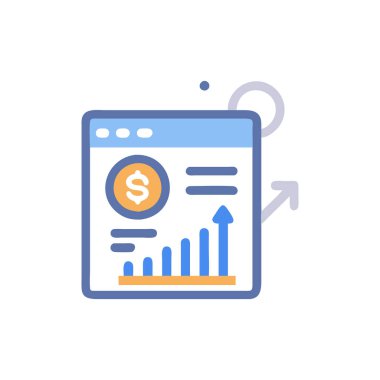 finansal rapor çizgisi simgesi, vektör illüstrasyonu