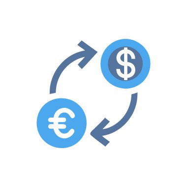 Para değişimi düz vektör simgesi. para değiş tokuşu simgesi