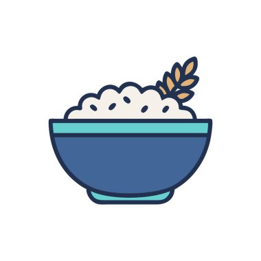 Bir kase pirinç ve beyaz arka planda kase.