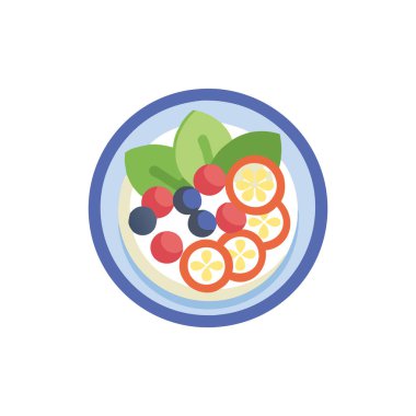 Taze böğürtlen ve meyve kabı vektör çizim tasarımı