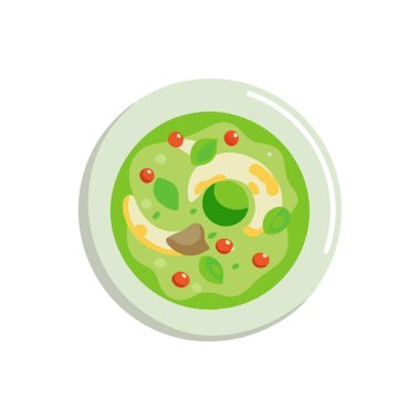 Yeşil bezelyeli çorba, vektör illüstrasyonu