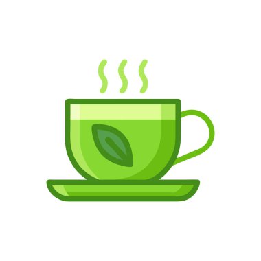 Çay ikonlu çay bardağı, düz stil.