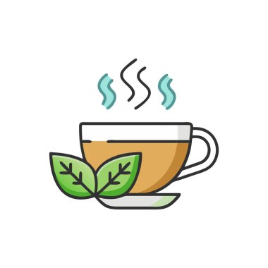 çay vektörü renk çizgisi simgesi