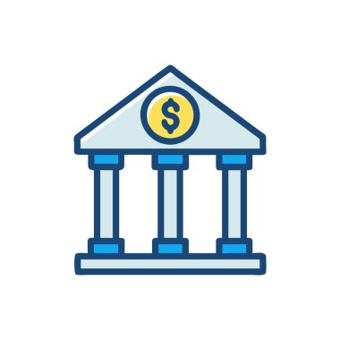 Dolar banka ikonu vektörü. İnce çizgi işareti. izole edilmiş sınır sembolü çizimi