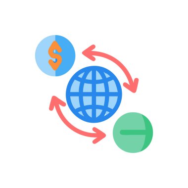 küresel iş simgesi. Düz renk tasarımı. vektör illüstrasyonu.