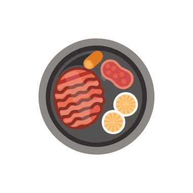 Sosisli ve sebzeli lezzetli yemekler vektör çizimi