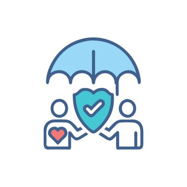 Kalkanlı vektör ikonu konsepti. kalp koruması